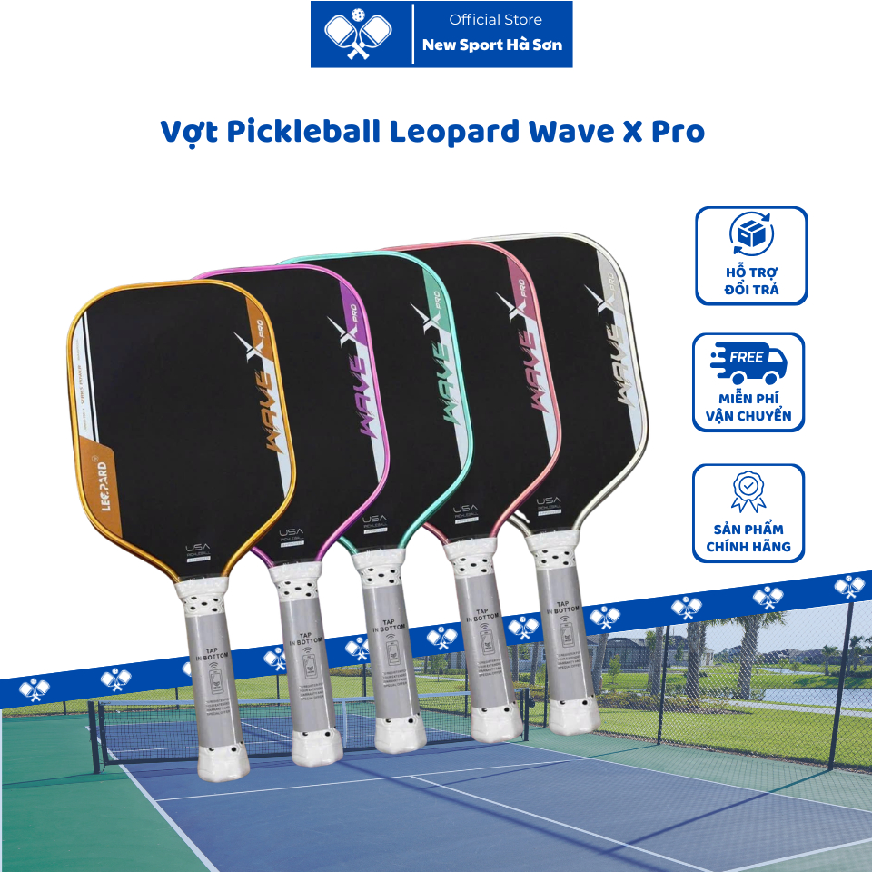 Vợt pickleball Leopard Wave X Pro 16mm mặt vợt nhám phù hợp với người chơi tấn công
