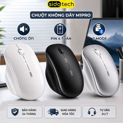 Chuột không dây pin sạc SIDOTECH INPHIC M1PRO V2 silent wireless bluetooth tắt âm chống ồn máy tính laptop