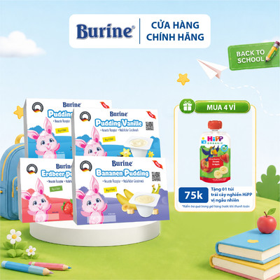 [KOL] Combo 2 vỉ Pudding Ăn Dặm Burine Dành Cho Bé Từ 6 Tháng Tuổi, Bổ Sung Năng Lượng