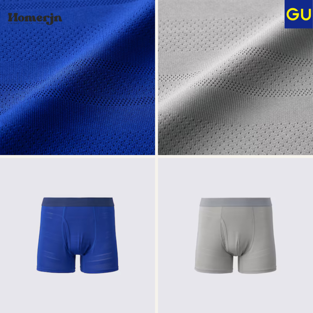 [GU JAPAN] Che Tên -  Quần Lót Nam Boxer Lưới Thoáng Khí,  STYLE‑DRY Thoáng Mát, Khử Mùi, Co Giãn