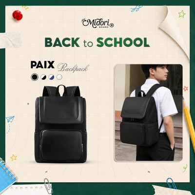 [B2S] Balo PAIX Phối Da PU Đi Học Nam Nữ Đựng Laptop Trượt Nước Cao Cấp Dụng Cụ Học Tập | M STUDIO