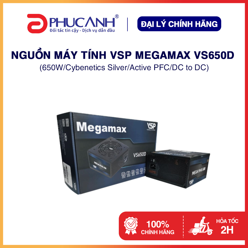 Nguồn máy tính VSP MEGAMAX VS650D 650W - Hàng Chính Hãng, BH 36 tháng