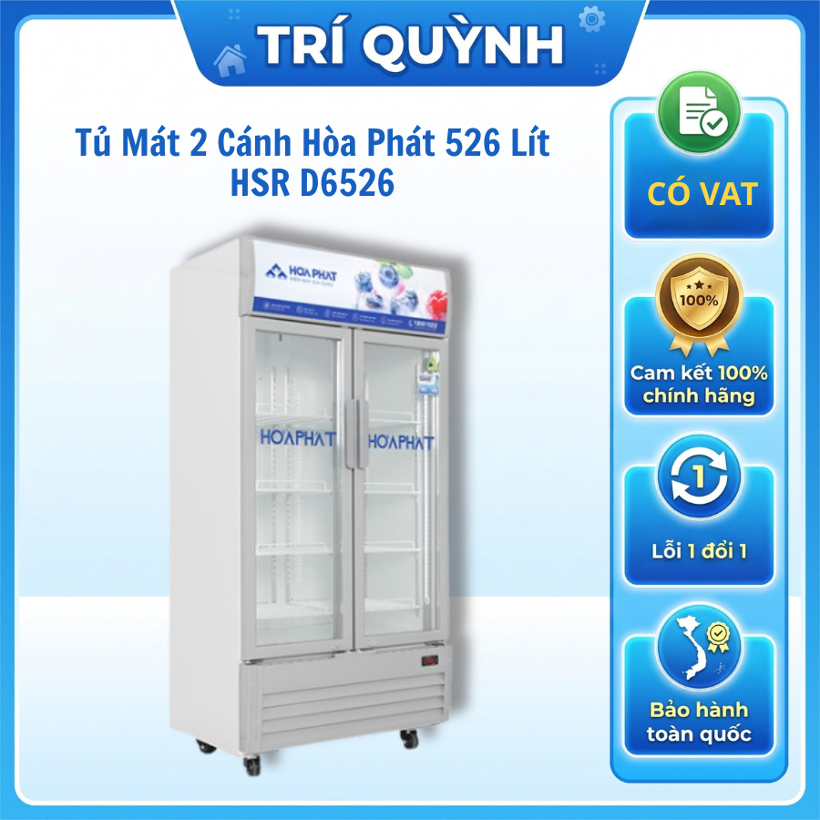 Tủ Mát 2 Cánh Hòa Phát 526 Lít HSR D6526 Dàn Đồng Làm Lạnh Nhanh Bảo Hành 24 Tháng Toàn Quốc
