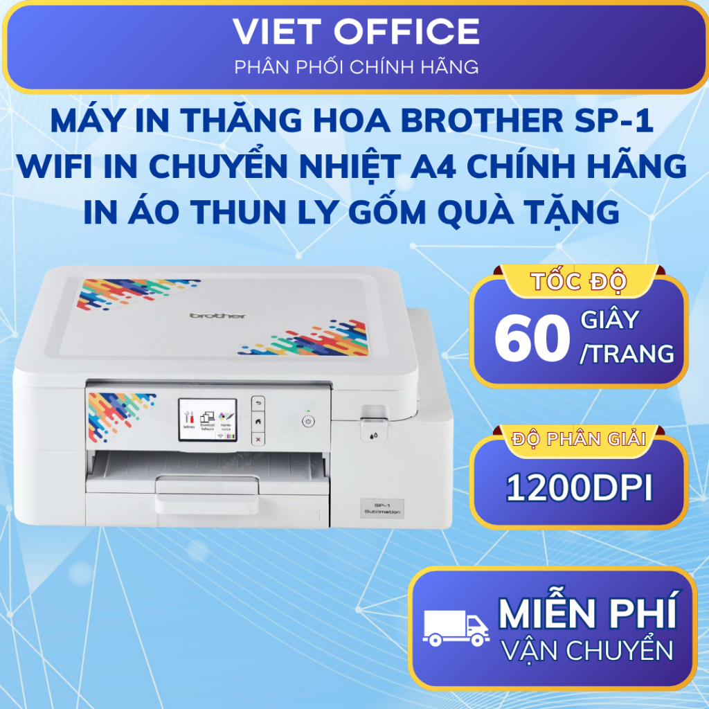 Máy In Thăng Hoa Brother SP-1 WiFi In Chuyển Nhiệt A4 Chính Hãng In Áo thun Ly Gốm Quà Tặng