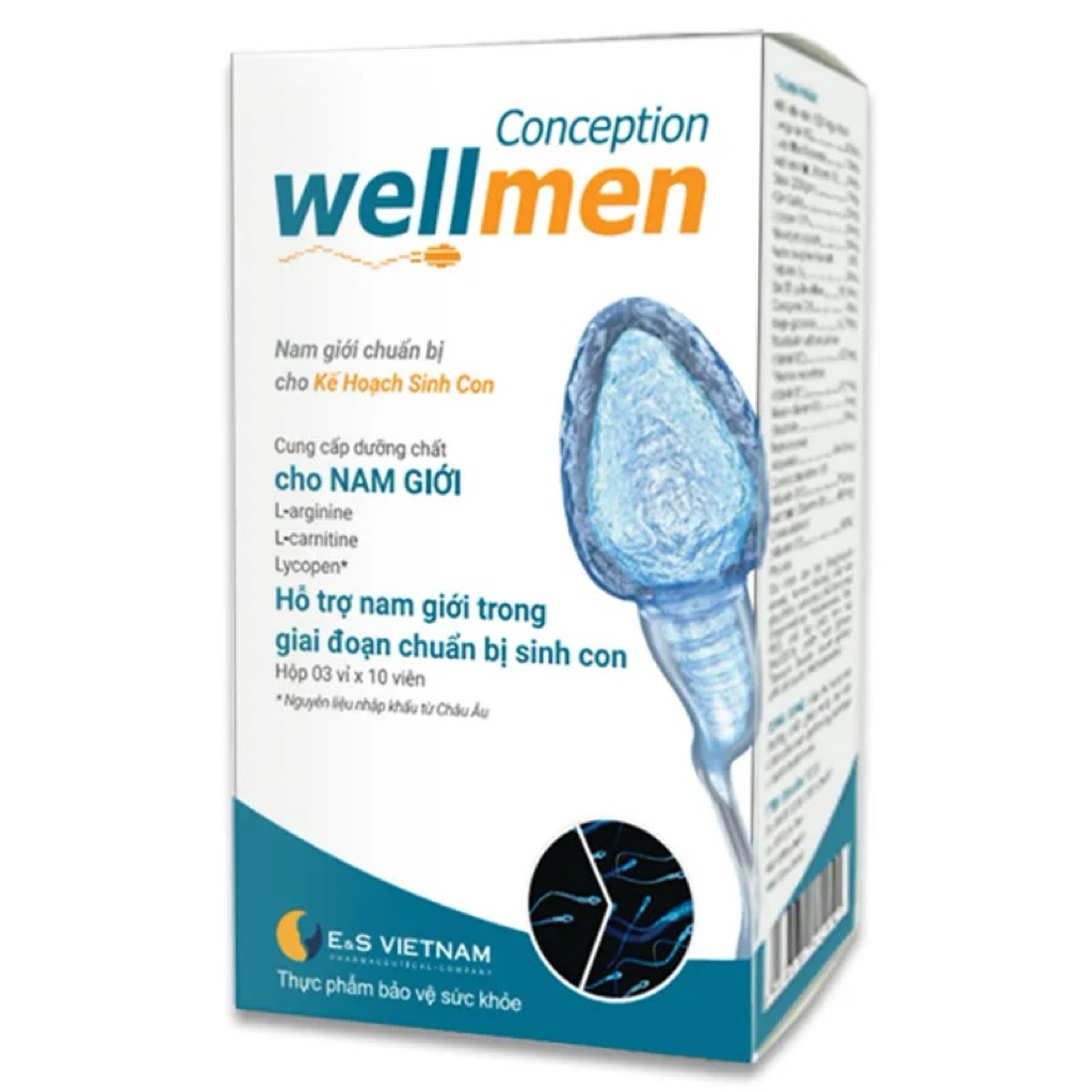 Wellmen Conception Bổ Tinh Trùng- Tăng chất lượng tinh trùng, cải thiện sức khỏe nam giới hộp 30viên