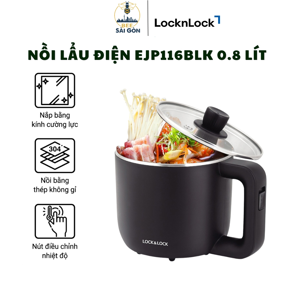 Nồi Điện Đa Năng EJP116BLK Lock&Lock 0.8 Lít, 600W