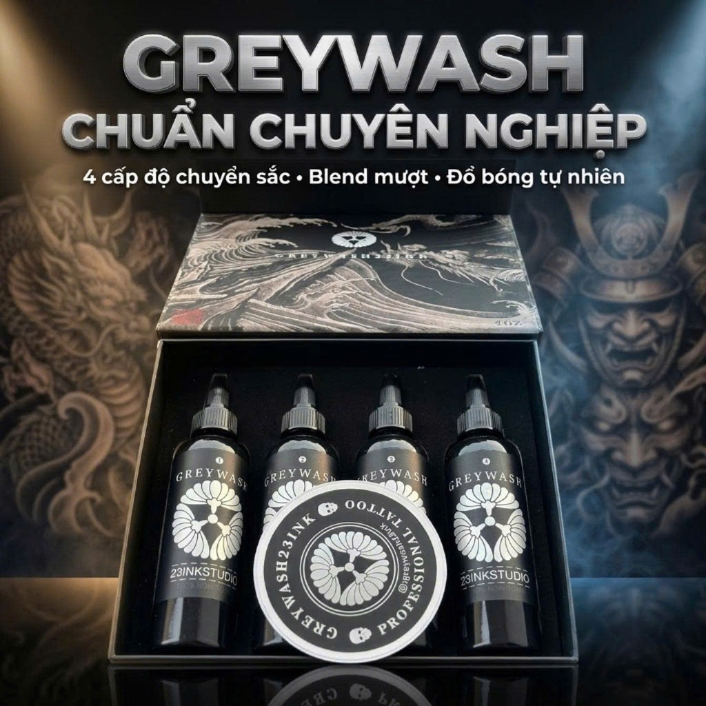 Set mực xăm đánh nhật cổ Greywash 23ink - sét mực pha sẵn chuyên Nhật Cổ