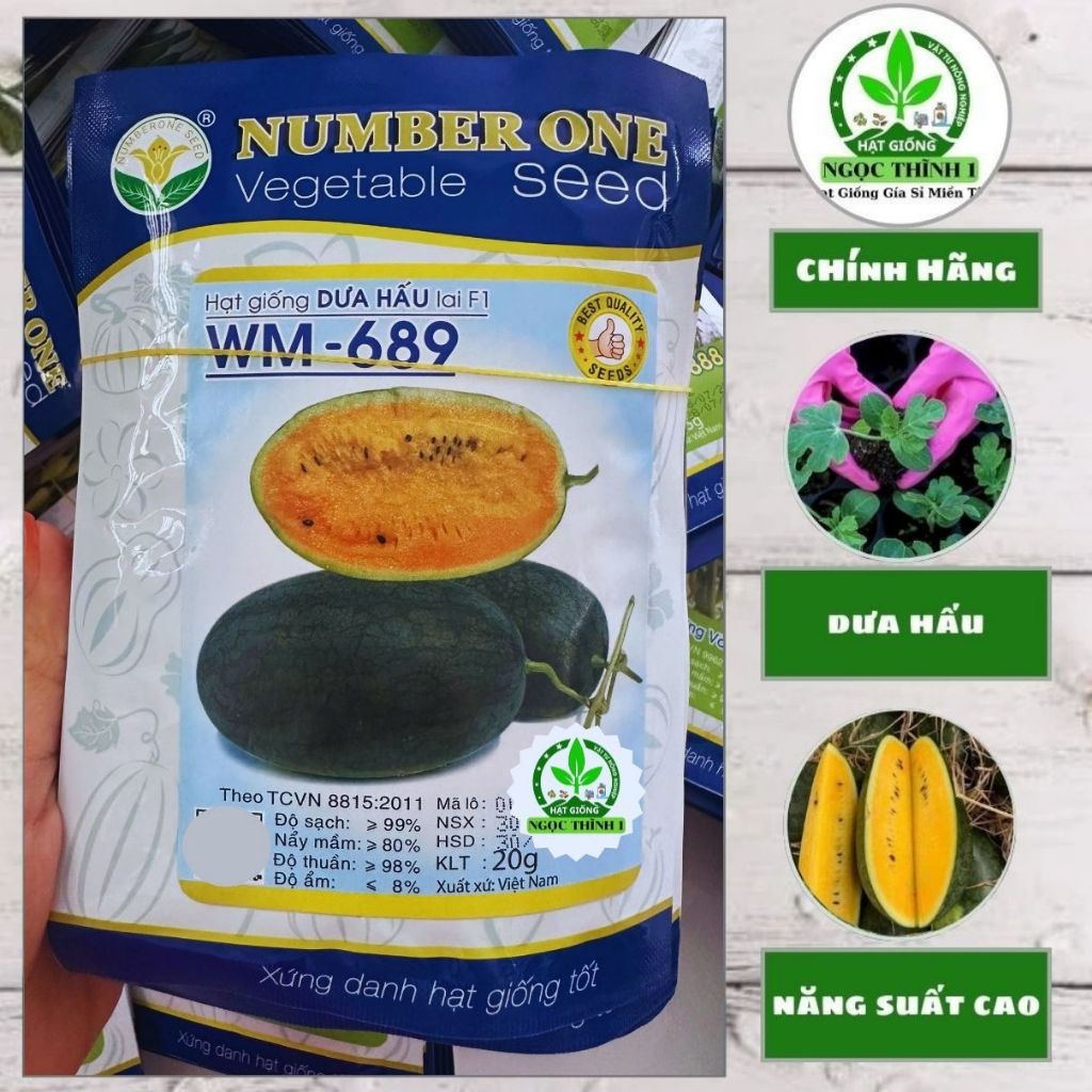 Hạt Giống Dưa Hấu Lai F1 WM-689 NUMBER ONE (Gói 20gr) - Date mới 2027