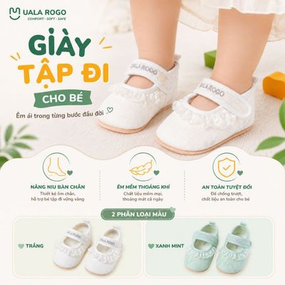 Giày tập đi cho bé Ualarogo sandal đế cao su chống trượt an toàn quai dán điều chỉnh UR 0916