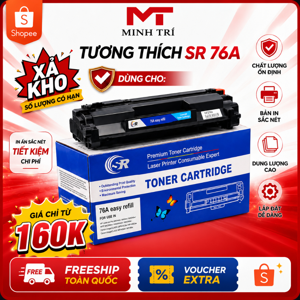 Hộp mực SR 76A có chip dùng cho HP M404dn, M406dn, M428fdw | Mực In Minh Trí