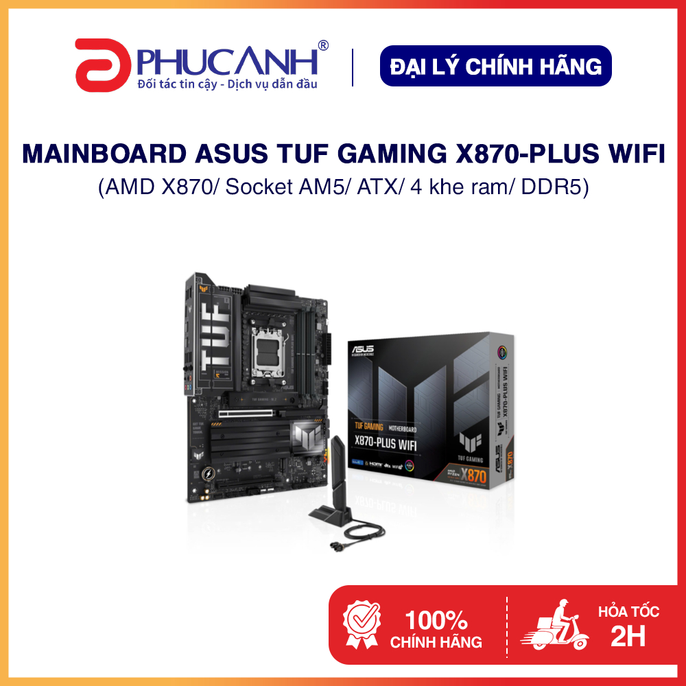 Bo mạch chủ Asus TUF Gaming X870-PLUS WIFI AMD X870, Socket AM5 - Hàng Chính Hãng, BH 36 tháng