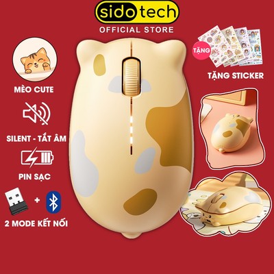 Chuột không dây mèo cute SIDOTECH INPHIC KALO bluetooth pin sạc silent chống ồn wireless dễ thương