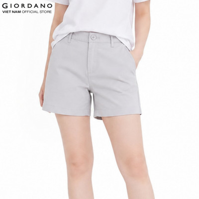 GIORDANO Quần Shorts Khaki Nữ Women's Slim Twill Pocket Shorts (180° Elastic Waist) 5405202