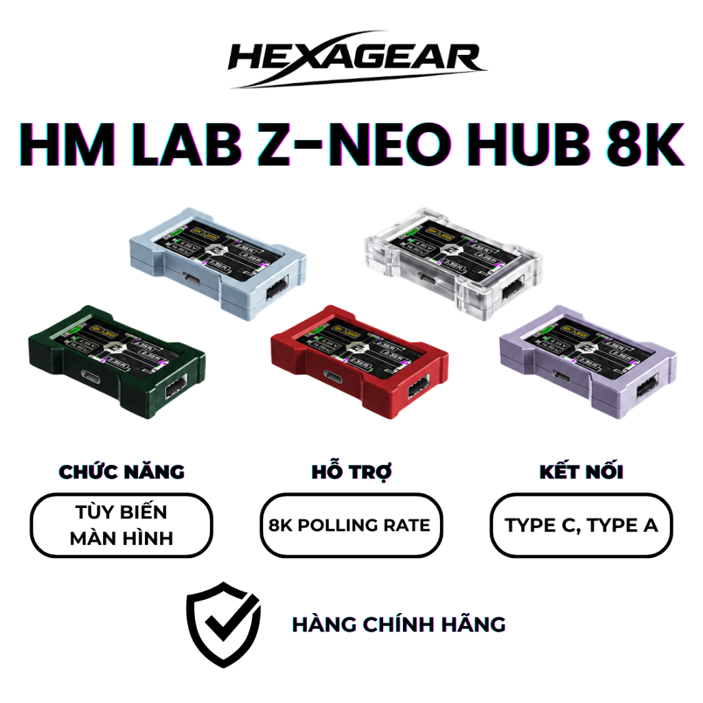 [GIAO NGAY] HM LAB Z-Neo Hub 8K Gaming Có Màn Hình Tùy Chỉnh | 8K Polling Rate | Đa Cổng Output