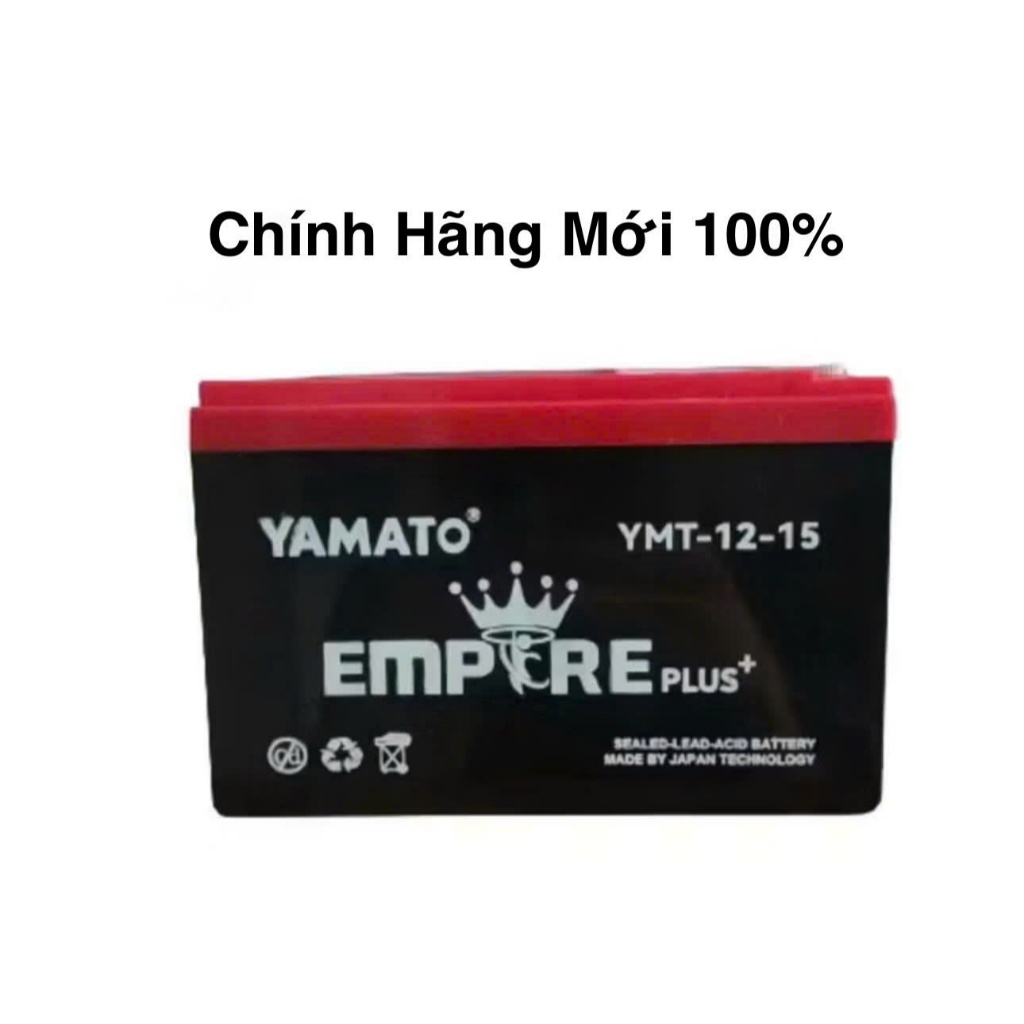 ẮC QUY XE ĐẠP ĐIỆN YAMATO Empire Plus 12v-15ah nặng 4,2kg/bình bảo hành 12 tháng.