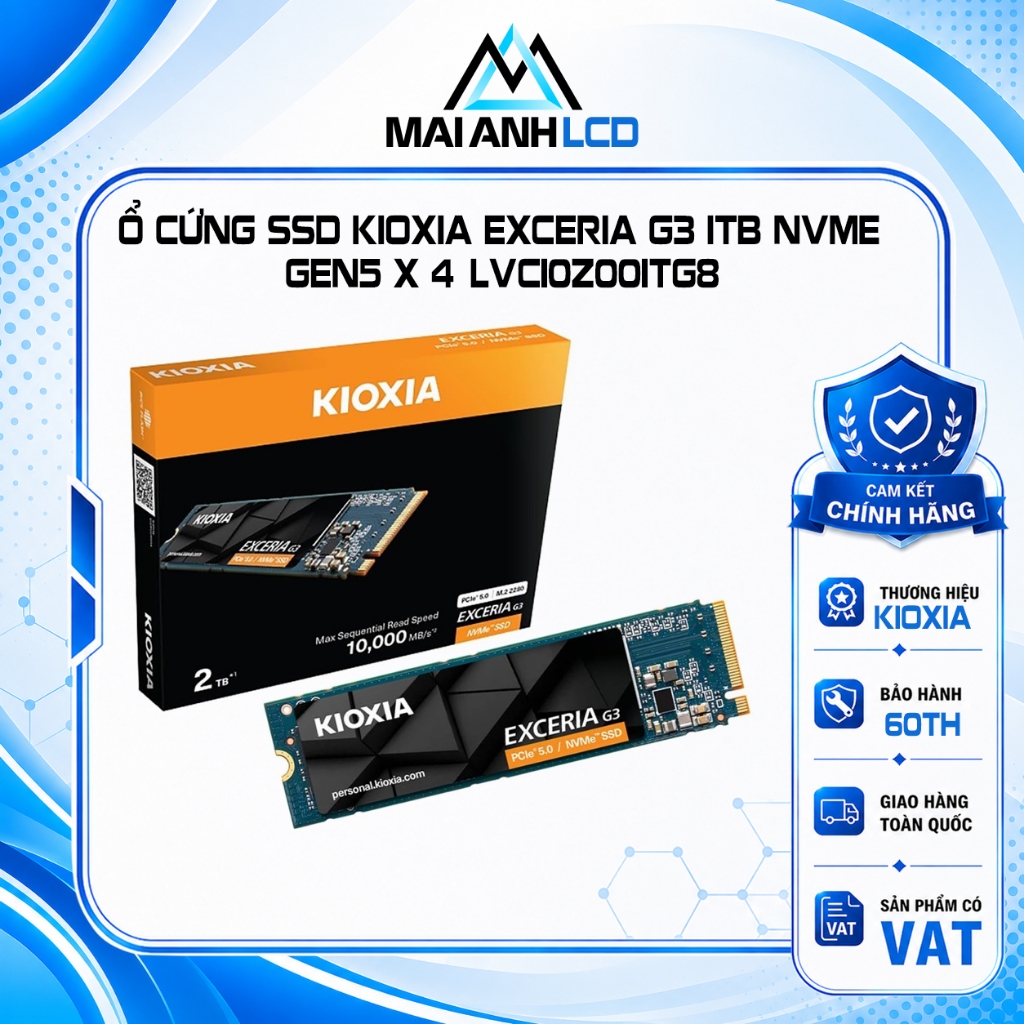 Ổ Cứng SSD Kioxia EXCERIA G3 1TB NVMe Gen5x4 (LVC10Z001TG8)