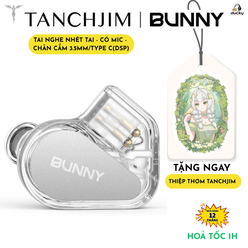 Tai Nghe Có Dây IEM TANCHJIM BUNNY, Âm Thanh HiFi, Chân Cắm 3.5mm/DSP Type-C, Có Mic, Nghe Nhạc, Chơ