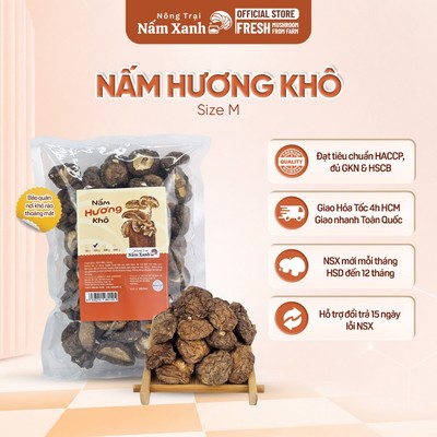 [Size M] Nấm Hương (Đông Cô) Khô VN Sấy Nhiệt (Tai 3-4cm) Thơm Ngon 50g 100g 200g - Nông Trại Nấm Xanh