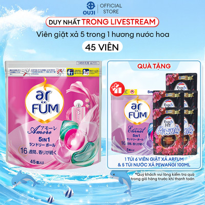 [Hannah x OUJI] Viên giặt xả arFUM 5in1 lưu hương nước hoa, bền màu vải (45 viên/ túi)