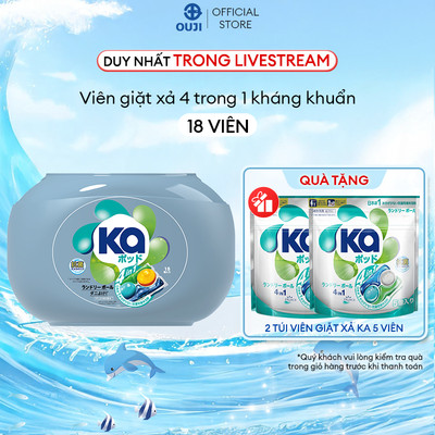 [Hannah x OUJI] Viên Giặt Quần Áo KA pod Anti-dustmite 4in1 diệt mạt bụi, làm sạch và kháng khuẩn, giữ màu vải (18 viên)
