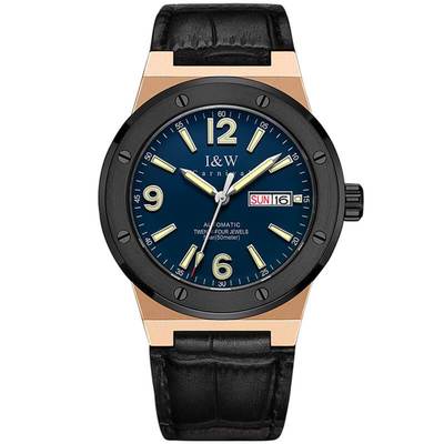 Đồng hồ nam chính hãng I&W Canrival 589G-D2 Kính sapphire,Chống nước 50m,Bh 24 tháng,Máy cơ (Automatic),dây da đen