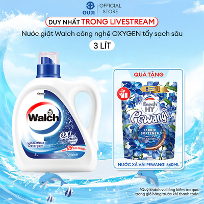 [Hannah x OUJI] Can 3L Nước giặt Walch Khử Mùi, Kháng Khuẩn, Sạch, Thơm, Ít bọt, cửa trên cửa dưới