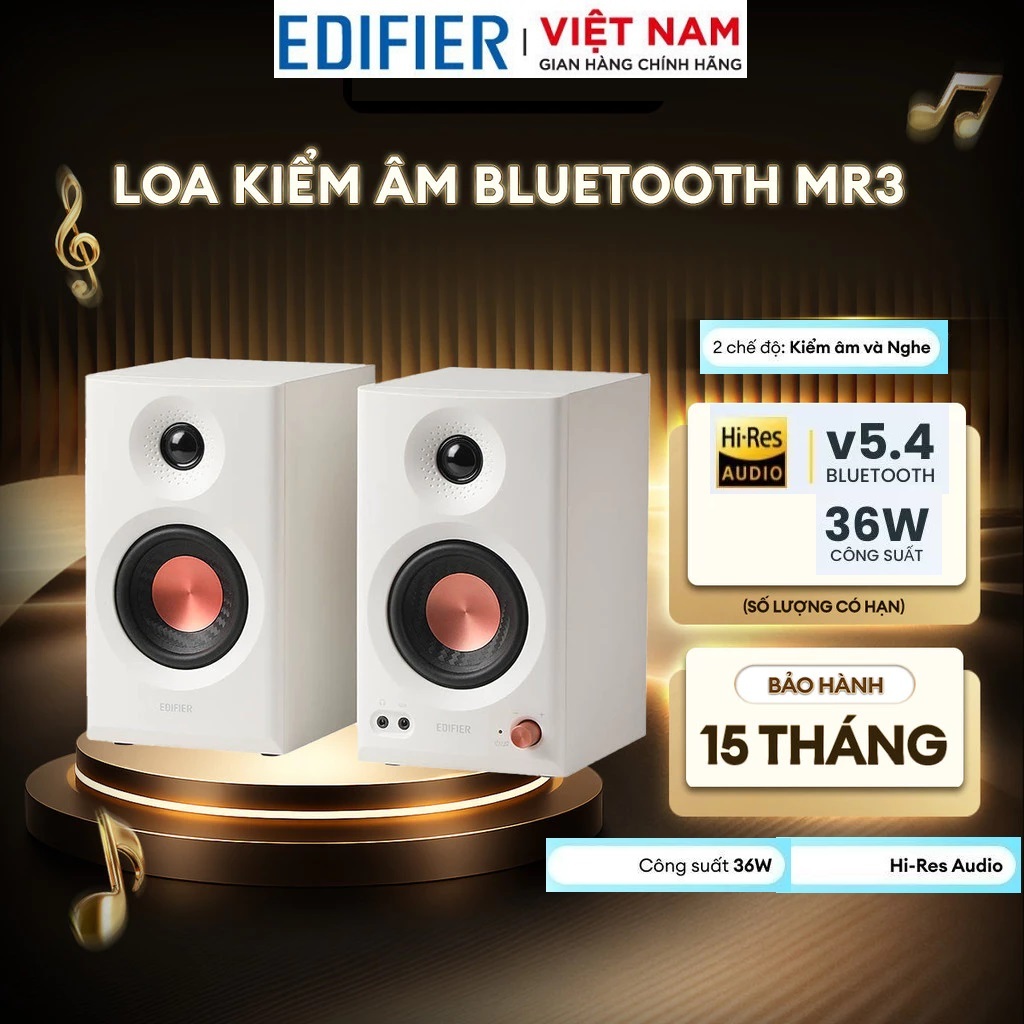 Loa Bluetooth Kiểm Âm Chuẩn Studio EDIFIER MR3 - Công suất 36W cho Âm Thanh chất lượng - 15 Tháng Bả