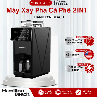 Máy Xay Pha Cà Phê 2IN1 Hamilton Beach – Xay & Pha Tự Động, Màn Hình LED, Giữ Ấm | 016032
