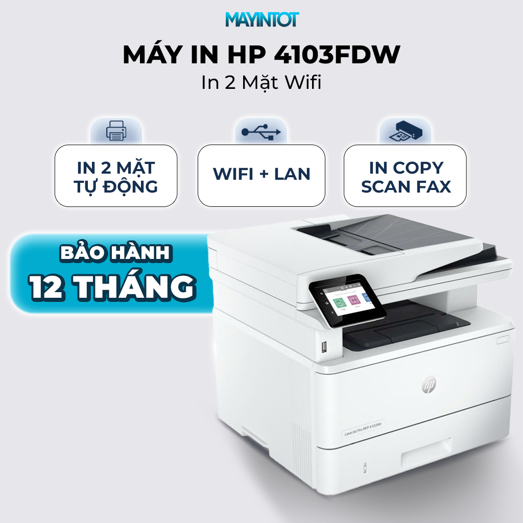 Máy In Laser HP LaserJet Pro MFP 4103fdw Đa Năng Khổ A4 Tốc Độ Cao Tích Hợp Wifi In 2 Mặt - Máy In T