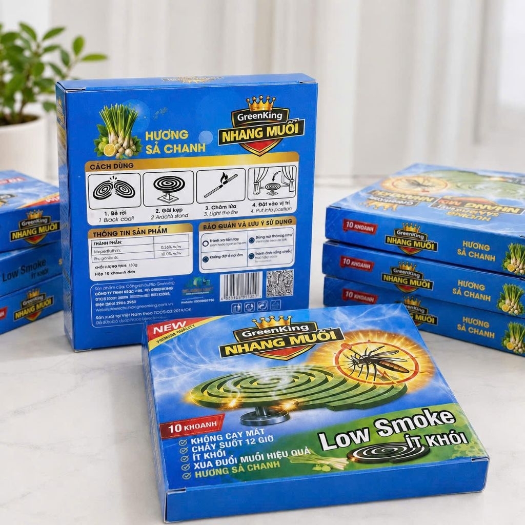 Nhang muỗi hương xả chanh Greenking không cay mắt chính hãng