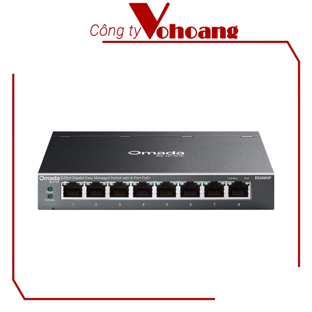 Switch doanh nghiệp TP-Link Omada ES208GP - 8-Port Gigabit Easy Managed Switch with 8-Port PoE+
