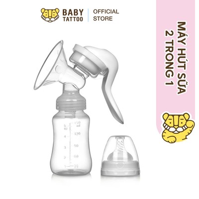 BABY TATTOO Máy Hút Sữa Cầm Tay Và Bình Sữa 2 Trong 1, An Toàn, Không Gây Đau Rát, Kích Sữa Về Nhanh