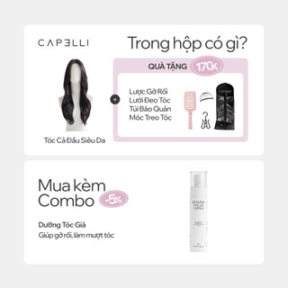 Tóc Giả Nguyên Đầu Siêu Da Lưới Lace CAPELLI Xoăn Lơi Mái Bay 65cm Andrea Premium Wig
