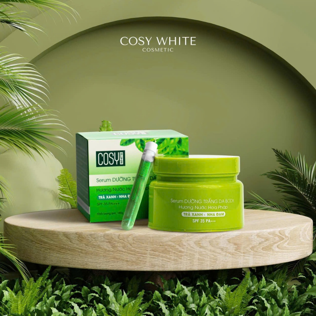 Kem body trang da cosy white tra xanh