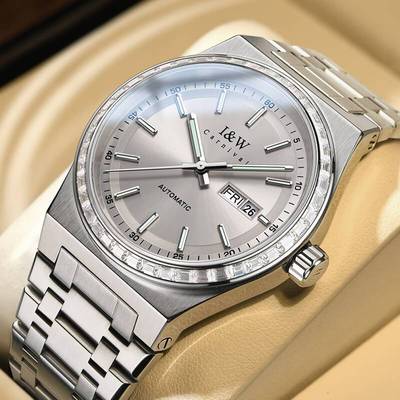Đồng hồ nam chính hãng I&W Carnival 779G-T3 Kính sapphire,Chống nước 50m,BH24 tháng,Máy Cơ,mặt xám dây thép không gỉ
