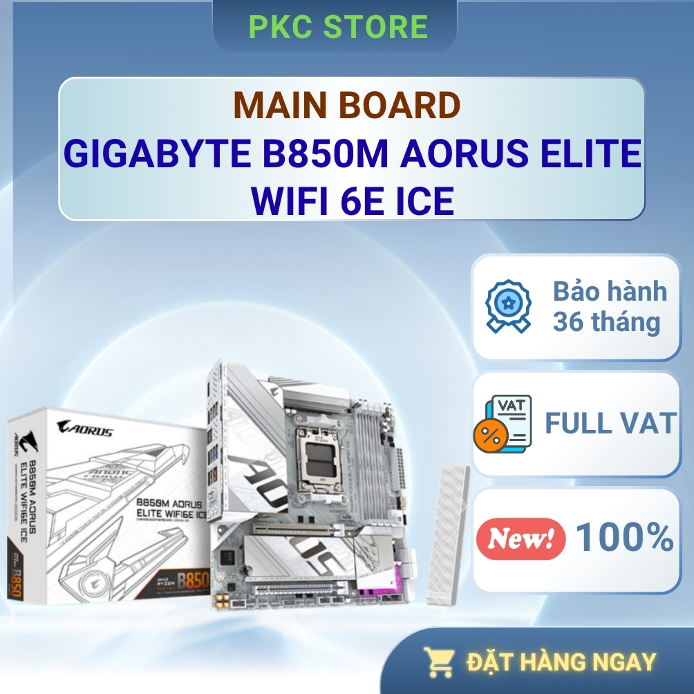 Bo mạch chủ - Mainboard GIGABYTE B850M AORUS ELITE WIFI 6E ICE ( Full VAT )