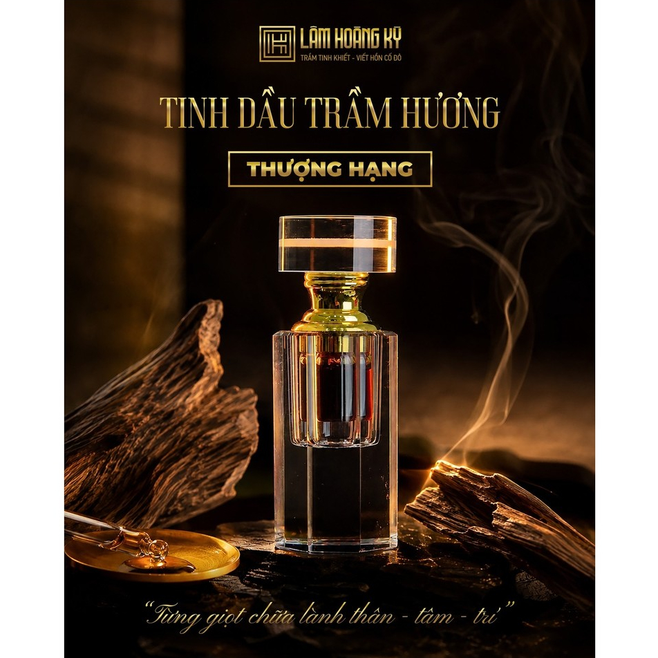 Tinh dầu Trầm Hương Thượng Hạng, nước hoa Trầm Hương nguyên chất thơm cao cấp chai 1ml