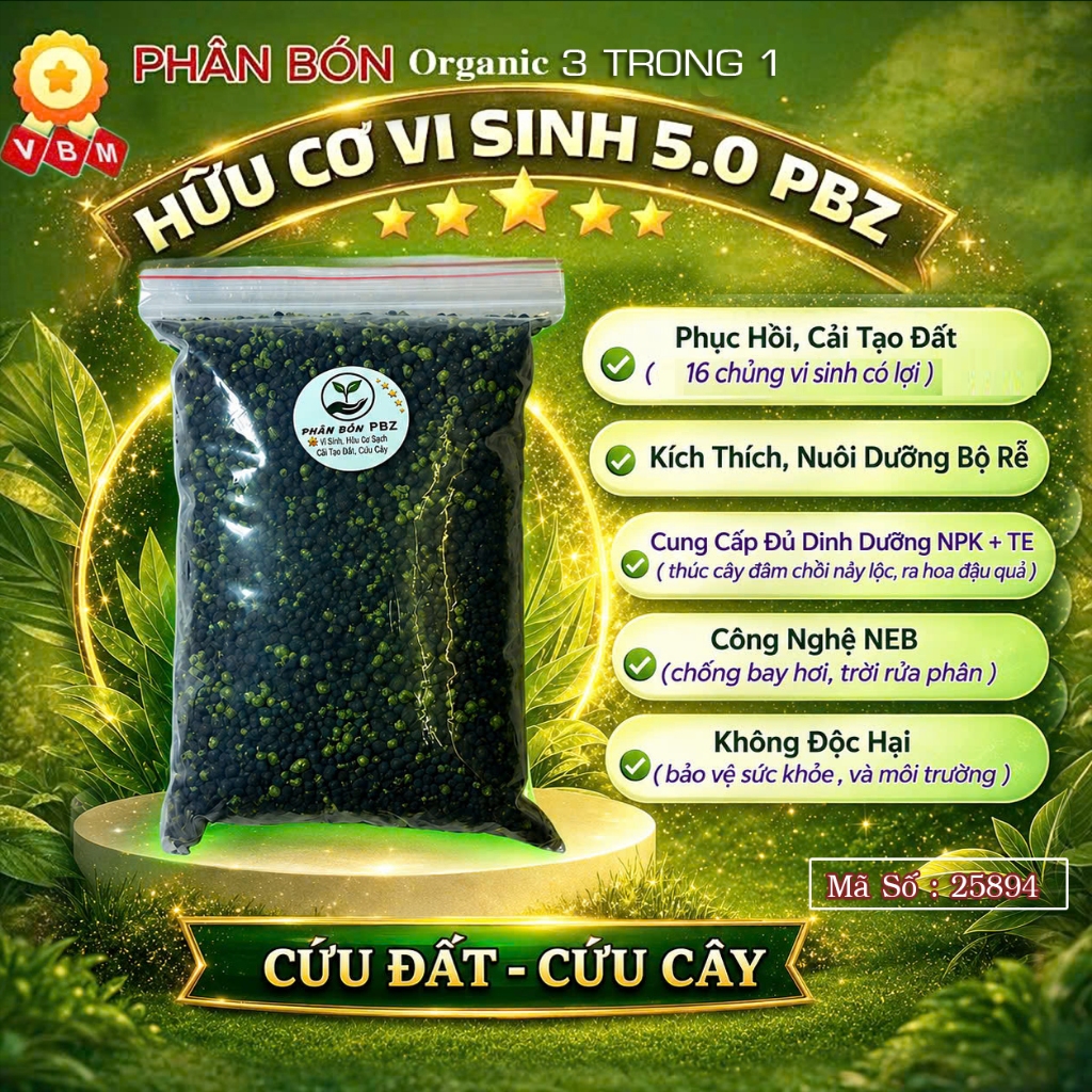 Phân Bón Hữu Cơ 5.0 (Đặc Biệt) + Vi Sinh Cải Tạo Đất VBM ( thúc cây ra hoa đậu…