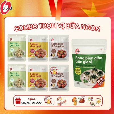 [O'FOOD VN] - COMBO TRỌN VỊ BỮA NGON – 6 GÓI SỐT VỊ MỚI + 1 RONG BIỂN GIÒN TRỘN GIA VỊ 100G