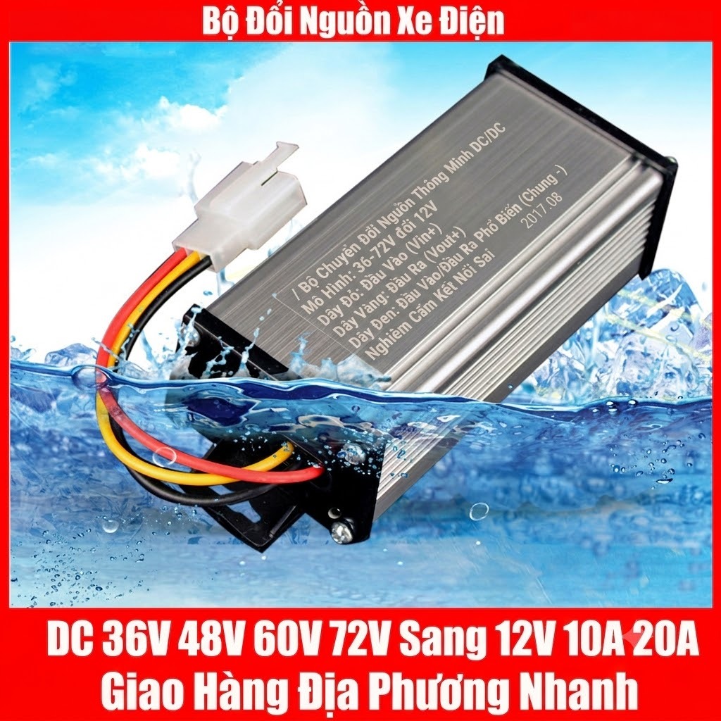 Cục chuyển đổi nguồn xe điện DC 36V 48V 60V 72V To 12V Bộ chuyển đổi điện áp, biến áp hạ áp cho xe đ
