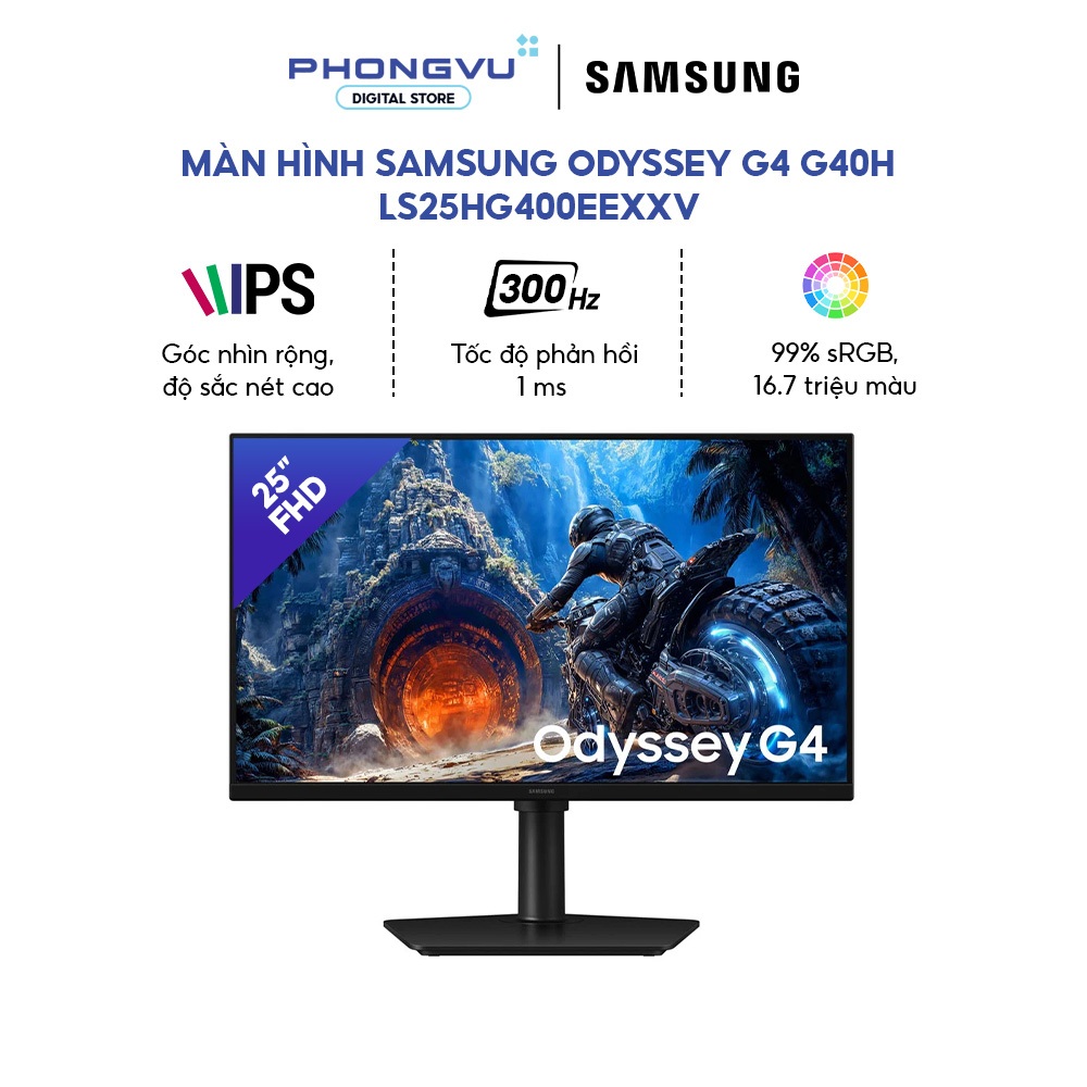 Màn Hình Gaming Samsung Odyssey G4 G40H 25 inch - FHD, Fast IPS, 300Hz, 1ms, HDR10 - BH 24 Tháng