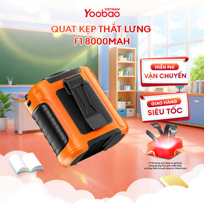 Quạt làm mát YOOBAO F1 8000mAh | 5 Cấp Độ Gió | Tích Hợp Pin Sạc Dự Phòng | Bảo Hành 12 tháng