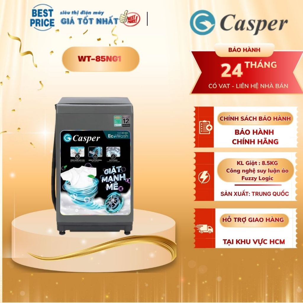 WT-85NG1 Máy giặt Casper 8.5 kg WT-85NG1 tính năng sấy khô lồng giặt WT-85NG1
