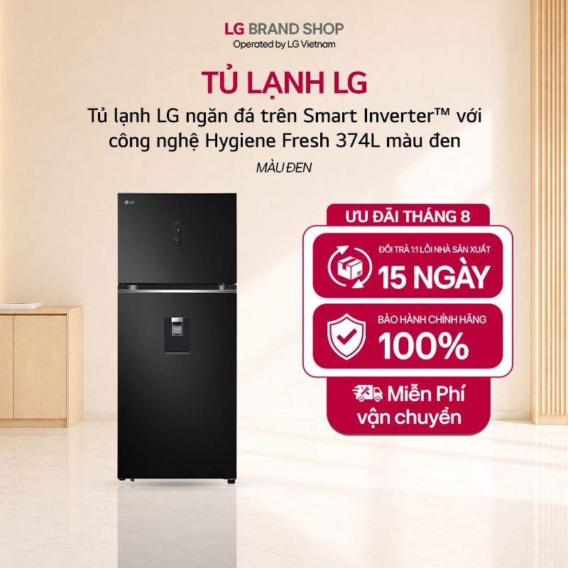 [Chỉ giao Miền Trung] GN-D372BLA - Tủ lạnh LG ngăn đá trên Smart Inverter™ với công nghệ Hygiene Fre