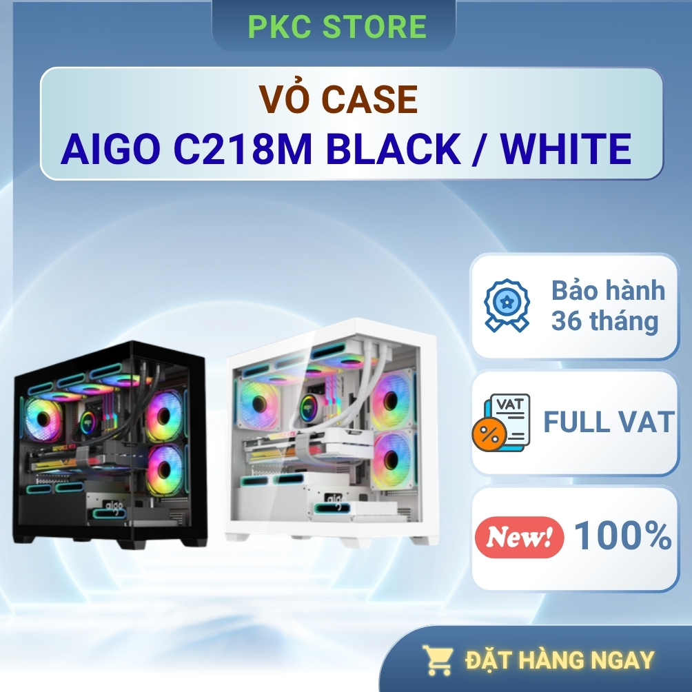 Vỏ máy tính - Case AIGO C218M Black / White ( Full VAT )