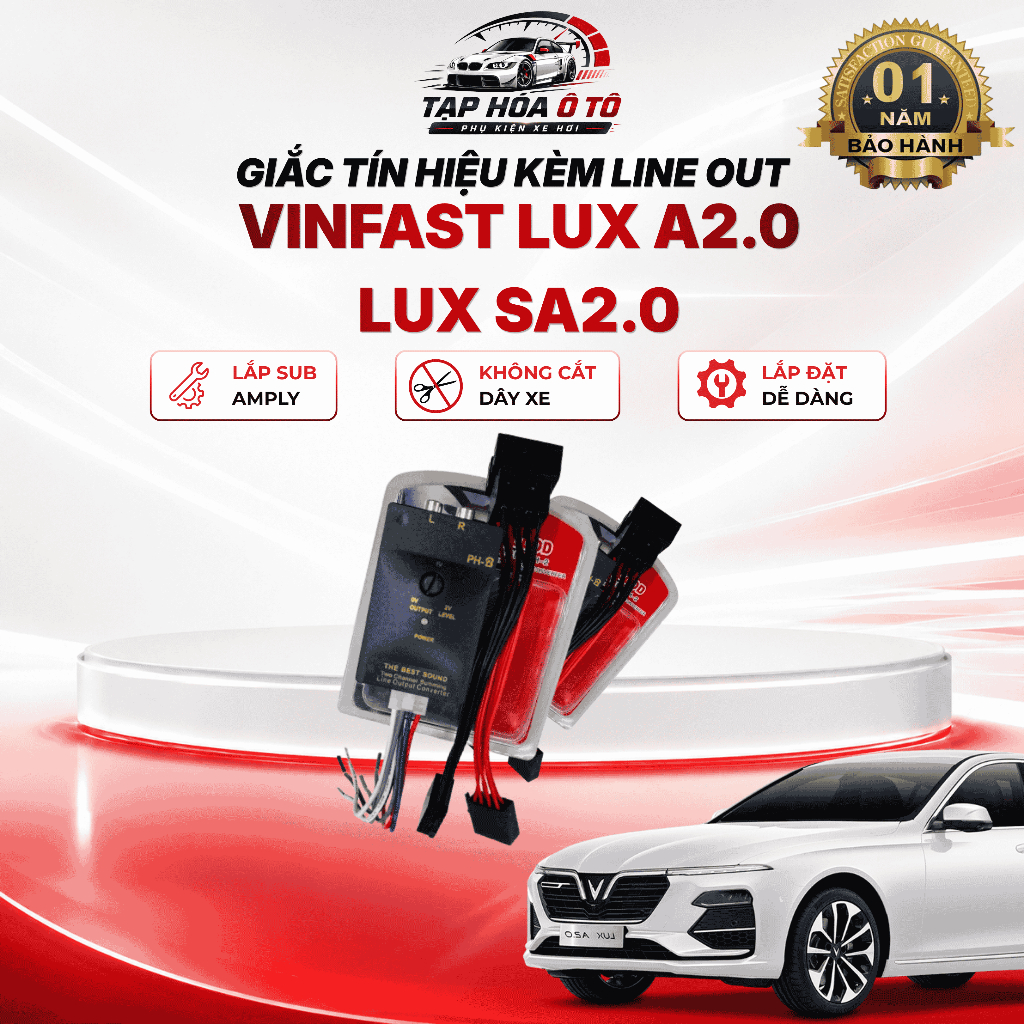 Giắc Tín Hiệu Kèm Line Out Cắm Zin VinFast Lux A2.0/SA2.0 Bản Base - Sub Amply Không Cắt Hàng Loại 1