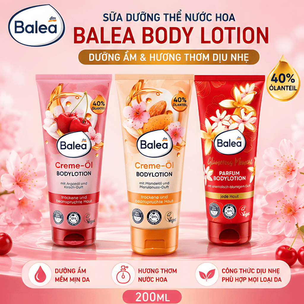 Balea Body Lotion Sữa Dưỡng Thể Balea Hương Nước Hoa Dưỡng Ẩm Da 200ml