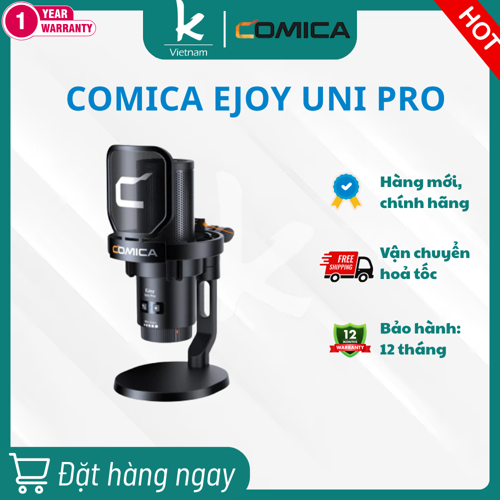 COMICA EJOY UNI PRO - Mic Thu Âm Không Dây, Đổi Màu RGB - Hàng Chính hãng, Bảo hành 12 tháng