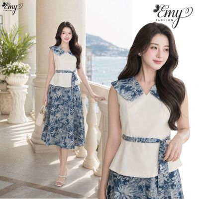 Set Áo và Chân Váy Thiết Kế EMY Thời Trang Cao Cấp EM9835 Cotton Hàn Thanh Lịch Dạo Phố