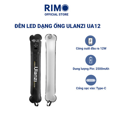 Đèn LED Dạng Ống Bơm Hơi Ulanzi UA12 12W Bi-Color 2700K-6500K CRI Cao Quay Video Chụp Ảnh Màu Đen